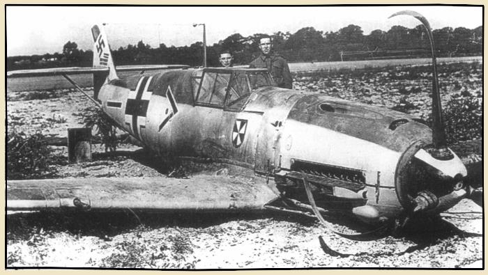 chasseur allemand Bf 109 détruit pendant la bataille d'Angleterre