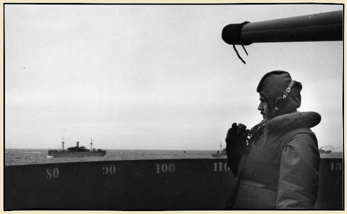 Marin sur escorteur pendant la bataille de l'Atlantique