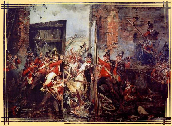 les anglais à Hougoumont à la bataille de Waterloo