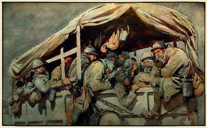 transport de troupes sur la voie sacrée à Verdun