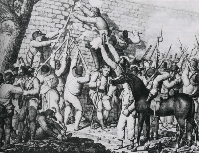 Le 5 mai 1794, à 6 heures du matin, 20000 Vendéens, conduits par Stofflet, Cathelineau, Bonchamps, La Rochejaquelein se présentent devant Thouars que défend Quetineau avec 3000 hommes.