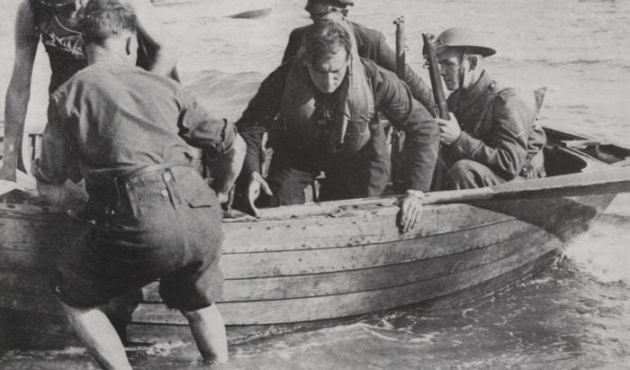 Sauvetage d'un pilote anglais pendant les combats aériens au dessus de la Manche en 1940