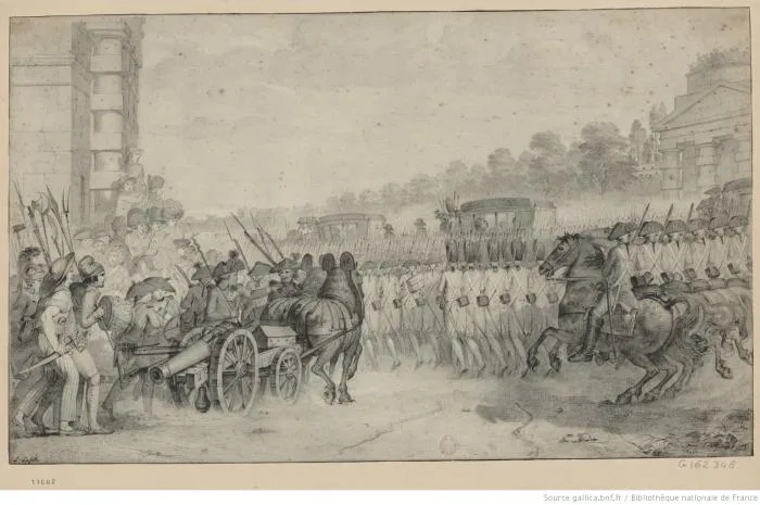 Le 22 juin, à 3 heures du matin, un courrier parti de Varennes, annonça l'arrestation de Louis XVI à l'Assemblée