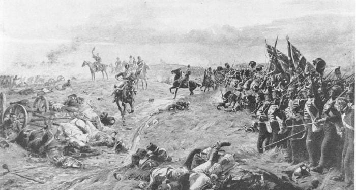 Les Anglais s'élancent et la garde recule, c'est la déroute de l'armée française