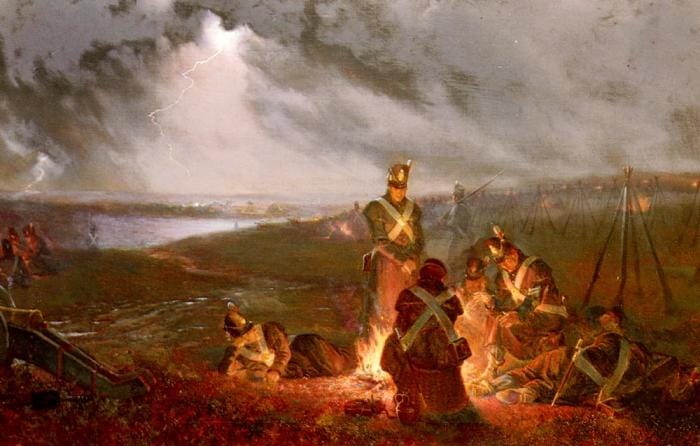 L'armée anglaise avait avait bivouaqué un peu en désordre sur toute l'étendue du plateau